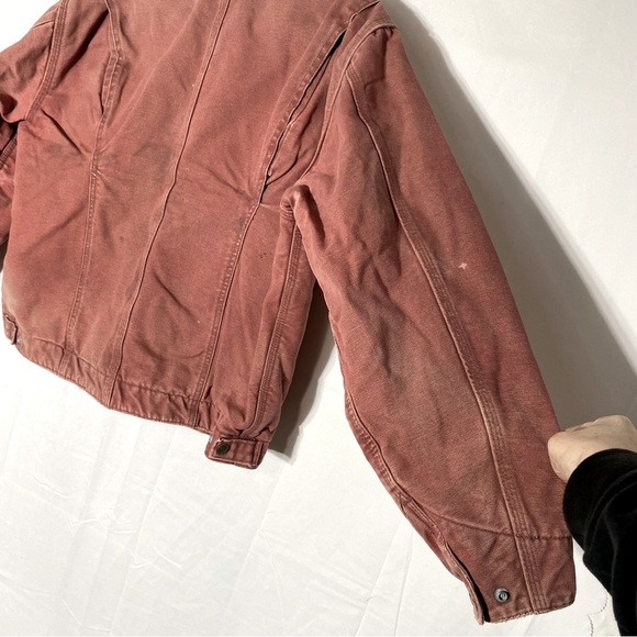 Vintage Carhartt WJO97 VRS Salmon Pink Duck Canvas Detroit Blanket Lined Coat XL - Picture 15 of 16